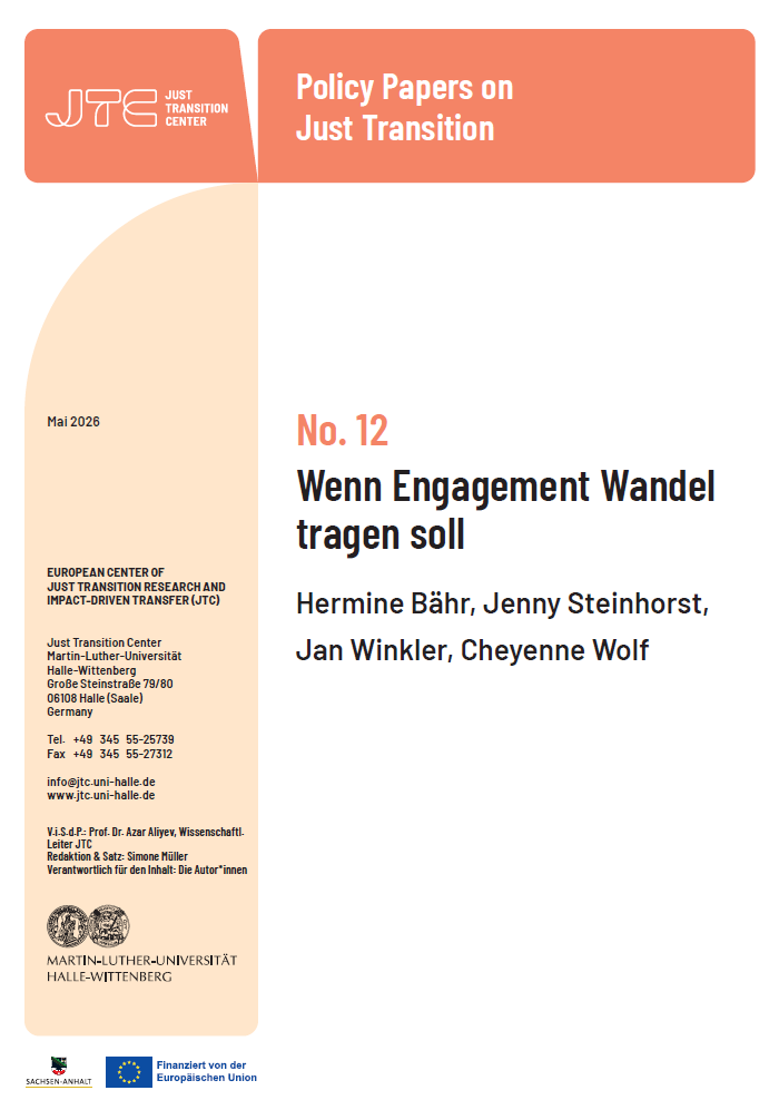 Titelblatt von "Policy Papers on Just Transition, Vol. 09: Kriemann, Janowitz: Kinder-und-Jugendhilfe als demokratische Infrastruktur"